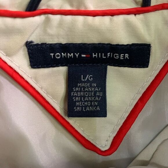 Tommy Hilfiger Womens Size Large Zip Front Rain Coat Jacket Cream Lightweight - Picture 3 of 6